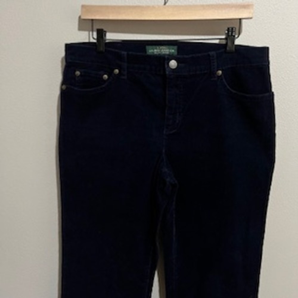 Lauren Ralph Lauren Navy Blue Corduroy Classic Straight Leg Pants Womens Size 10 - Picture 10 of 13